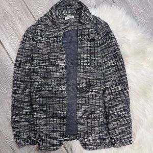 Max Studio Black and White Textured Knit Blazer